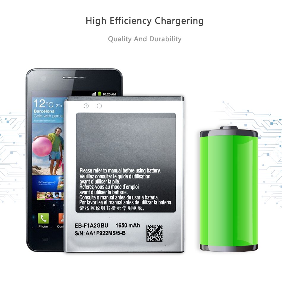 Vervangende Mobiele Telefoon Batterij Voor Galaxy S2 I9100 I9050 B9062 I9108 I9103 I777 Echt Batteria EB-F1A2GBU 1650Mah + Track geen