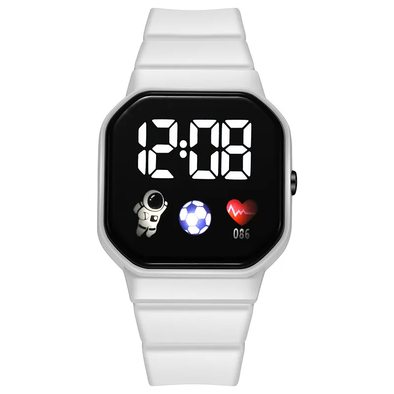 2024 LED-Digitaluhr für freundlicher, Jungen, Mädchen, FußBall, Sportuhren, Silikon-Digitaluhr, lässige elektronische freundlicher-Armbanduhr: farbe