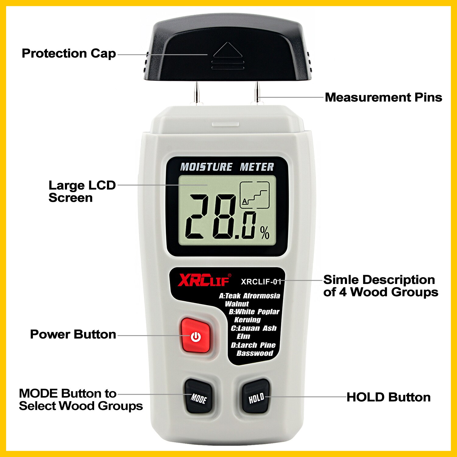 XRCLIF Hygrometer Tester Wood Moisture Meter 0-99.9% Humidity Timber Damp Detector Moisture Meter Concrete