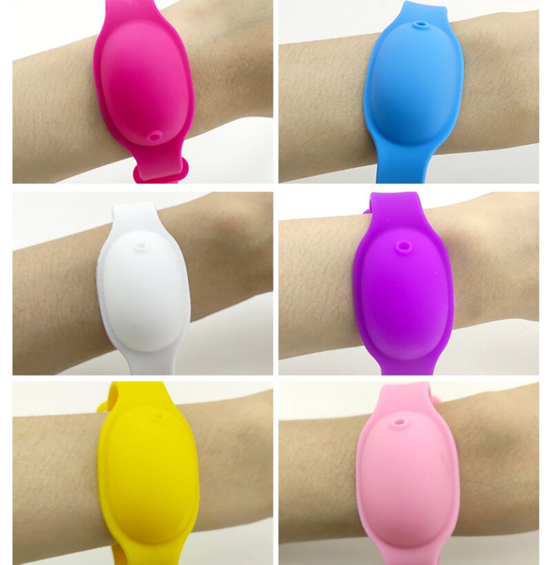 Dispensador de jabón portátil para exteriores, pulsera desinfectante antiséptica para manos, pulsera de silicona desinfectante