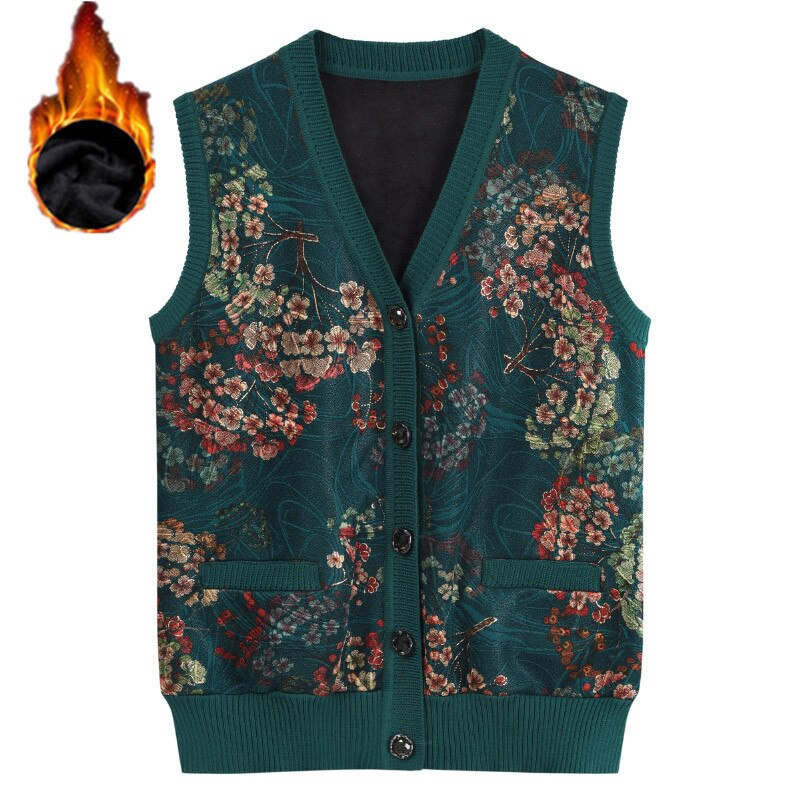 Gebreide trui vest middelbare leeftijd en oudere vrouwen #39 ;s vest herfst winter enkelrijs mouwloos truien jas  k819