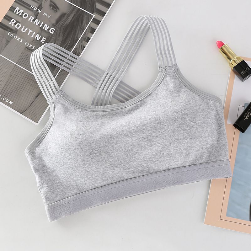 Sexy Cross Back Adjustable Bras Breathable Sport Yoga Bralette Crop Top Seamless Shockproof Fitness Underwear Girl's Push Up Bra: Gray