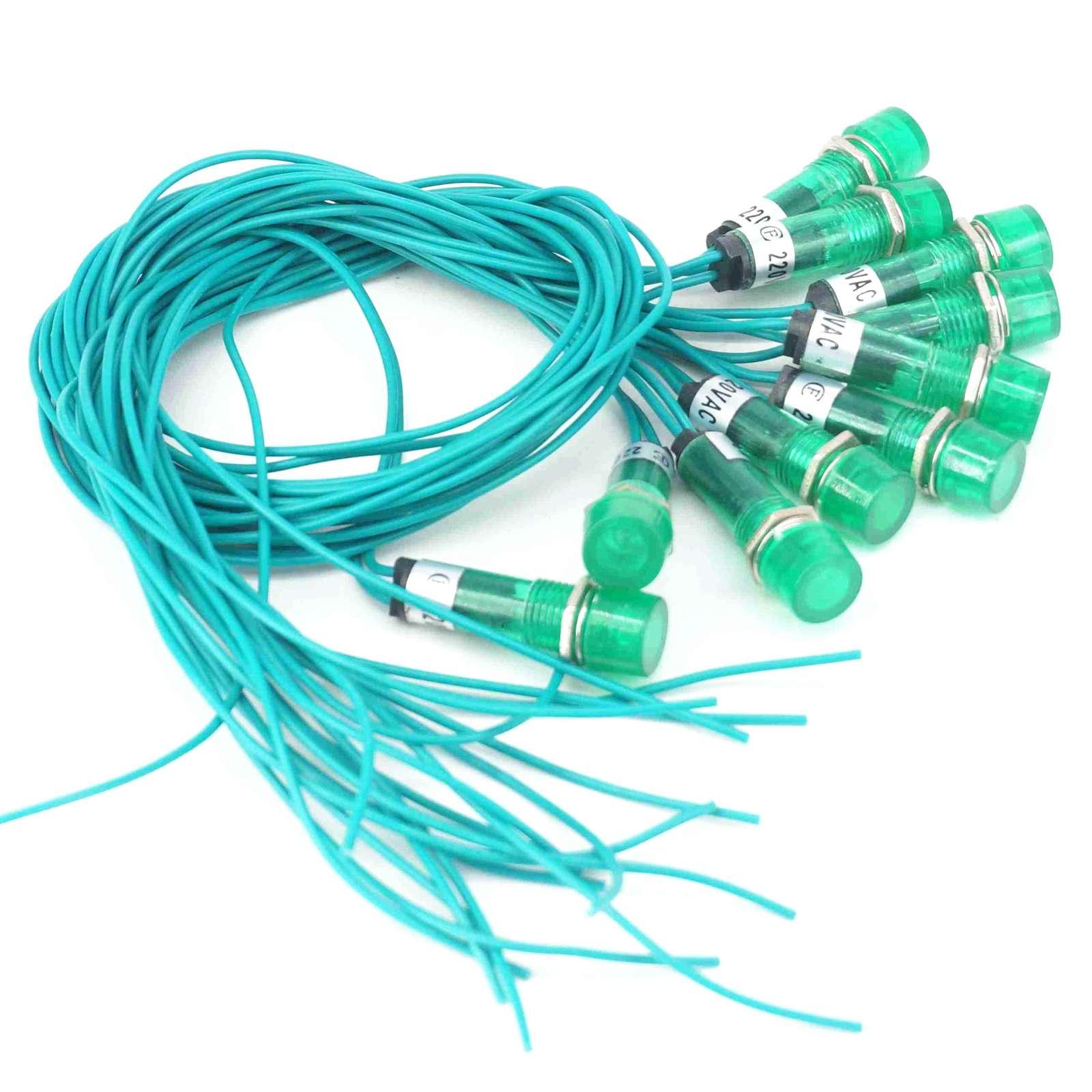 10PCS 220V Green Indicator Lamp Signal Switch Light Special For Water Heater Food Grade