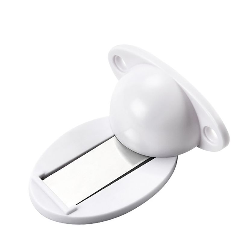 Door Stopper, Magnetic Door Stop White, Black Plastic Door Catch, Self Adhesive & Drilling Door Holder for Bedroom Bathroom