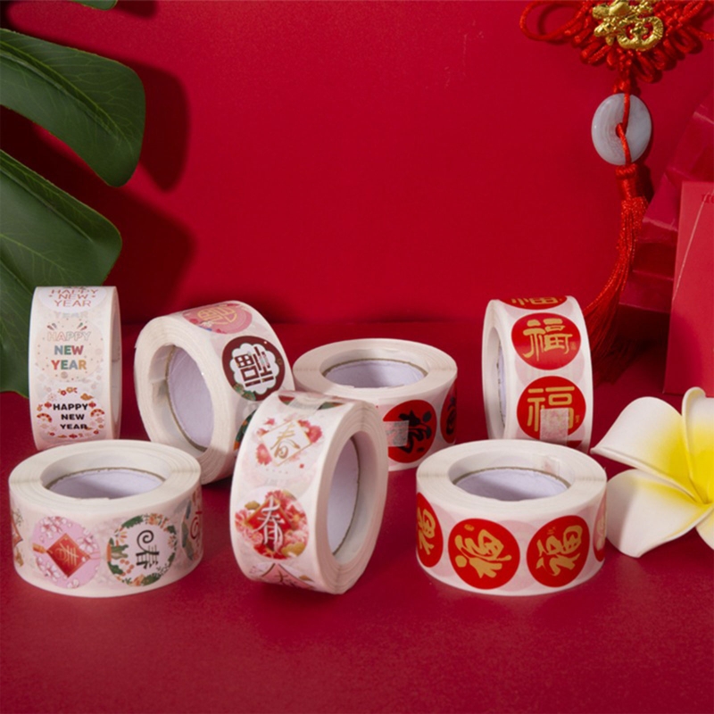 500 Pcs Round Year Stickers Blessing Stickers Wrapping Stickers