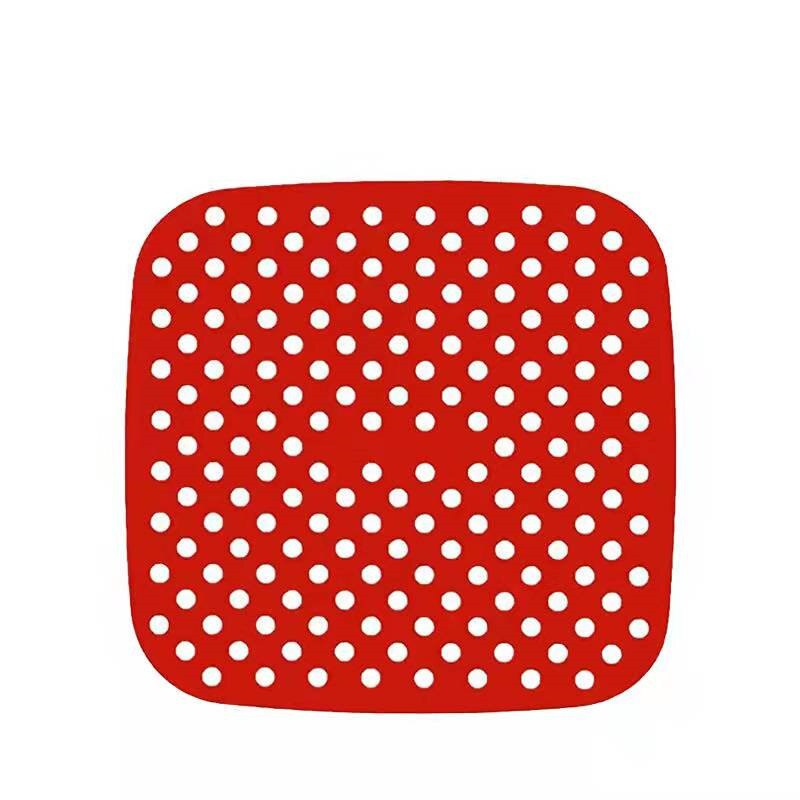 Non-Stick Silicone Air Fryer Liner Steamer Pad Baking Inner Liner Cooking Mat Kitchen Utensils Accessories Eco-friendly Cookware: 7.5inch-Square-Red
