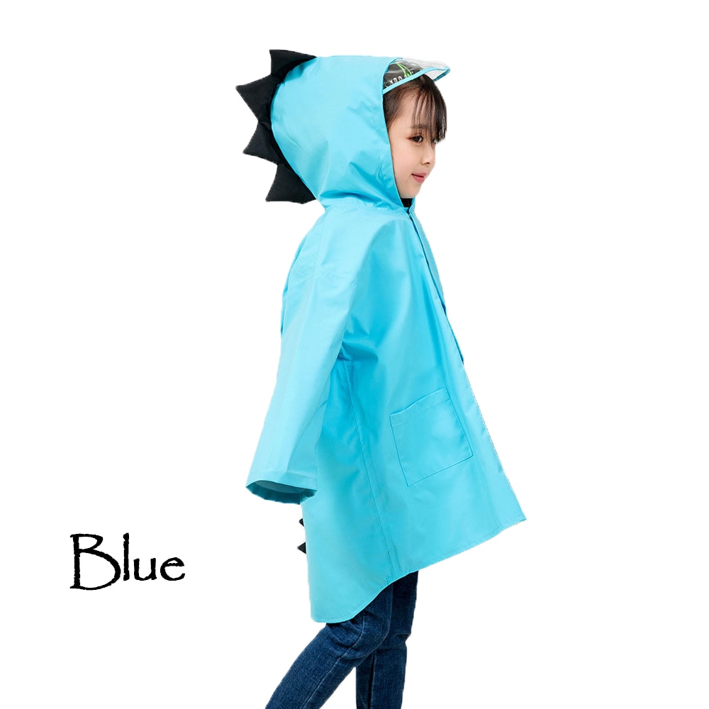 3 Colors Cute Small Dinosaur Waterproof Polyester Rain Coat Body Cover Boy Children Girls Kindergarten Student Kids Raincoat: Blue / XL