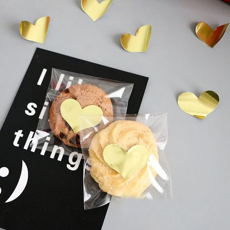 Thank you stickers Golden Heart Shaped Sticker business Box Packaging Sealing Label Baking DIY Party Stickers sheets