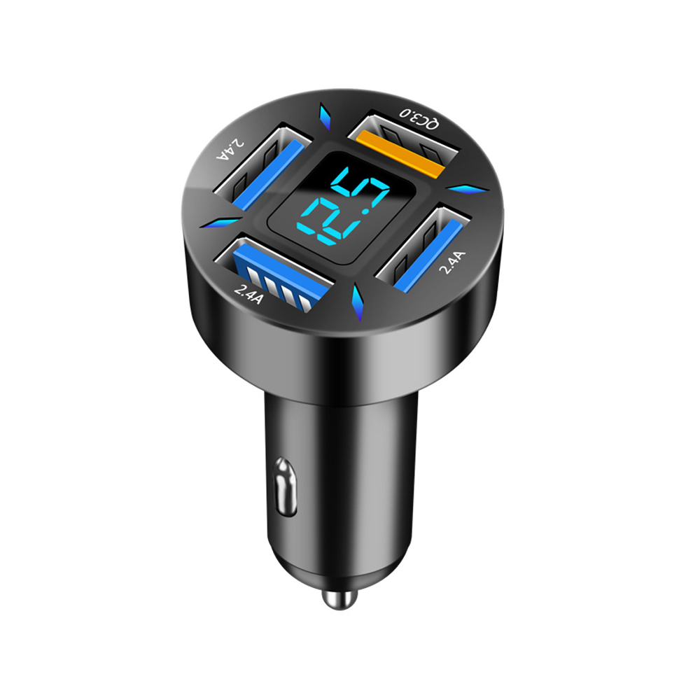 66 W Auto Volt Meter 4 Poorten USB Autolader Snel Opladen PD Quick Charge 3.0 USB C Auto telefoon Oplader Adapter Voor Telefoon Voltmeter: Rood