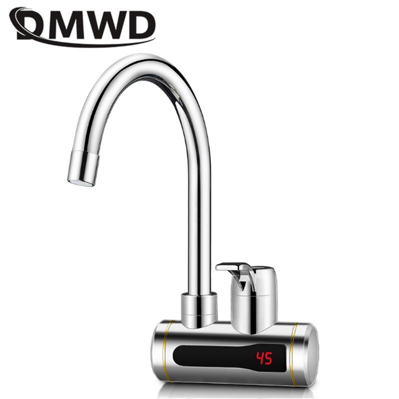 DMWD Electric Instant Water Faucet Stainless Steel Water heater Tankless Tap LED Temperature Display For Kitchen shower