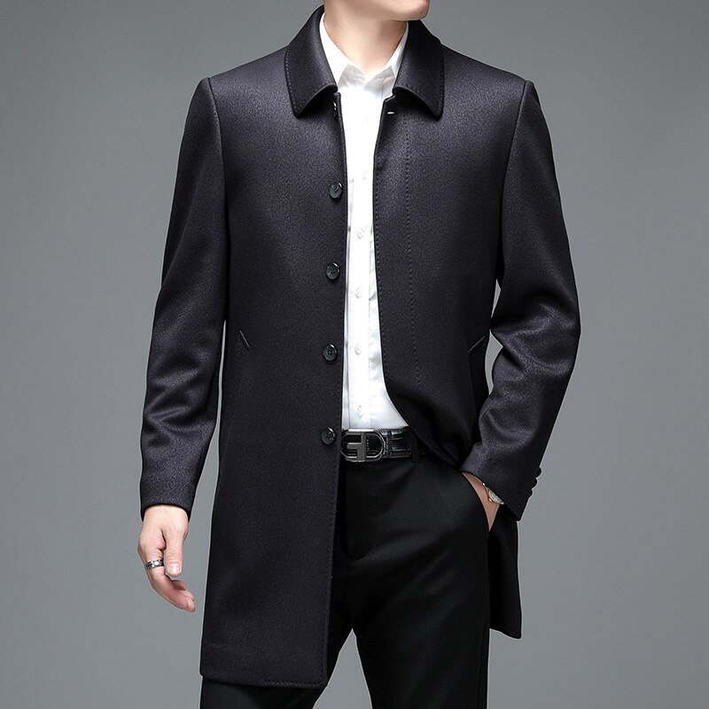 Chaqueta cortavientos Vintage para hombre, abrigo de negocios inteligente, abrigo clásico Retro, primavera y otoño, novedad: Azul marino / XXL