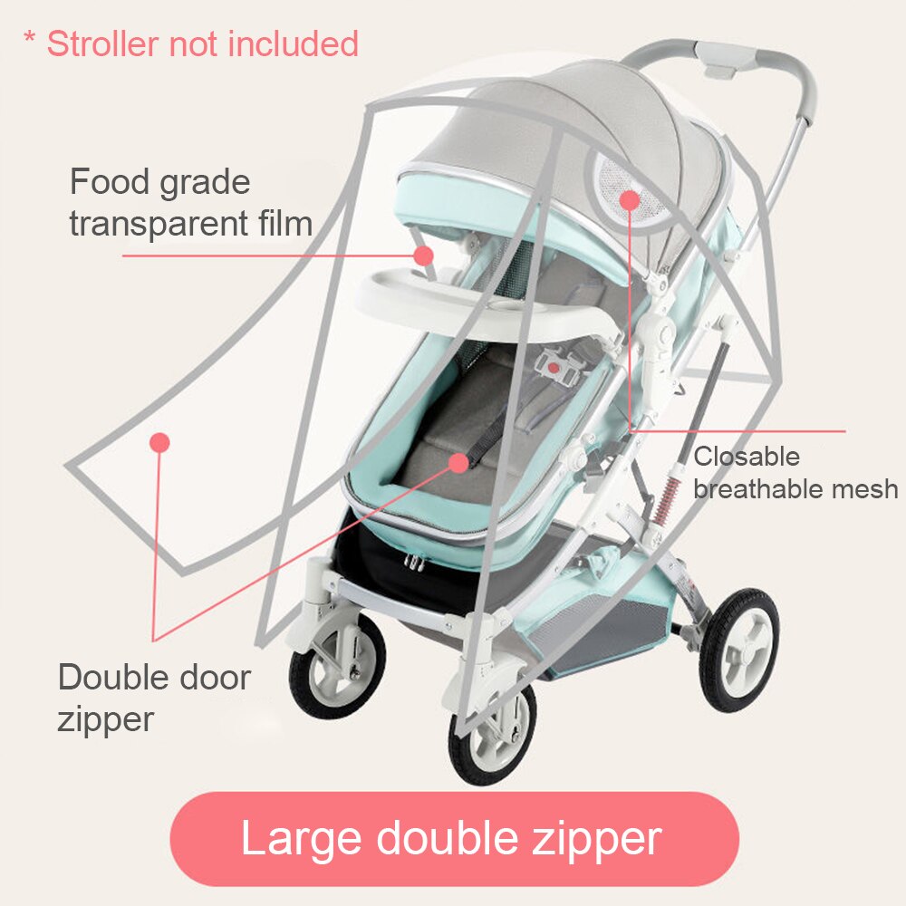 Baby Stroller Stroller Accessories Windshield Universal Strollers Rain Cover Pushchairs Raincoat Stroller Windscreen: Double zipper large