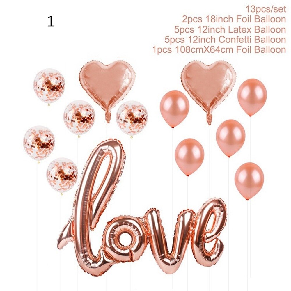 1 sæt loveletter folie balloner hreat latex helium ballon jubilæum bryllup valentinsdag fødselsdagsfest indretning: 1