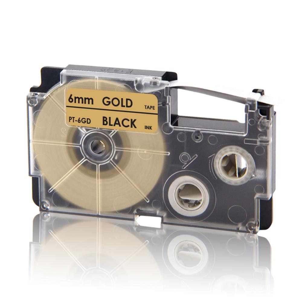 UniPlus XR-6X XR6WE XR-6RD XR 6YW Label Tapes Replace Casio Label Maker XR-6B XR-6GN 6mm Multi Colors for KL-60 KL-60SR KL120 EZ: Black on Gold