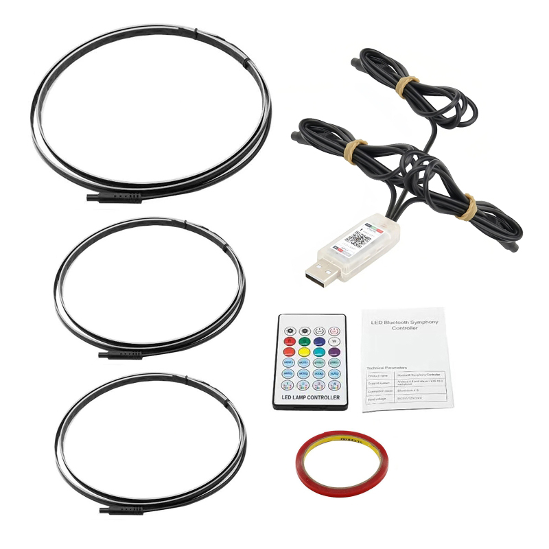 Symphony LED Car Ambient Lights Full Color Streamer Universal LED Interior Hidden Acrylic Strip Atmosphere Lamps App Control: 8000 k biały niebieski