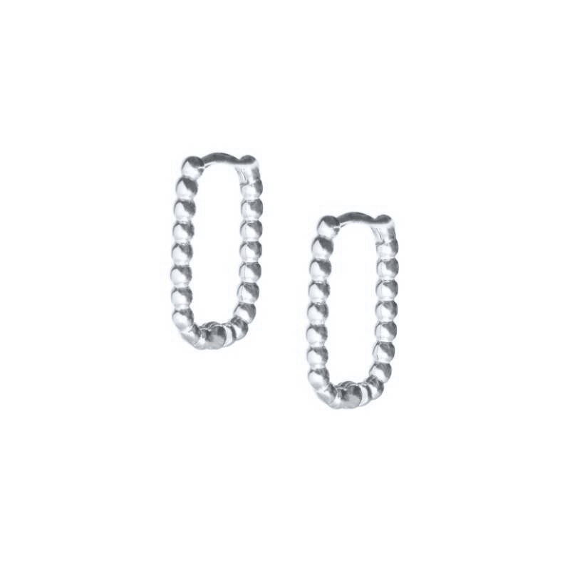 GS 925 Sterling Silver Minimalist Square Rectangle Gold Hoop Earrings For Women Chic Geometric Beads Huggie Earring Jewelry: A silver color