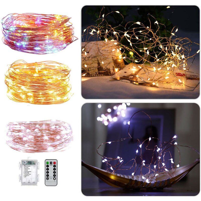 Fairy lights batteridrevne 5m 50 led lyskæder fjernbetjening timer glimtsnor lys 8 modes ildflue lys dekoration