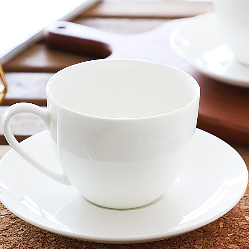 European pure white ceramic coffee cup dish set latte cappuccino flower mug coffee