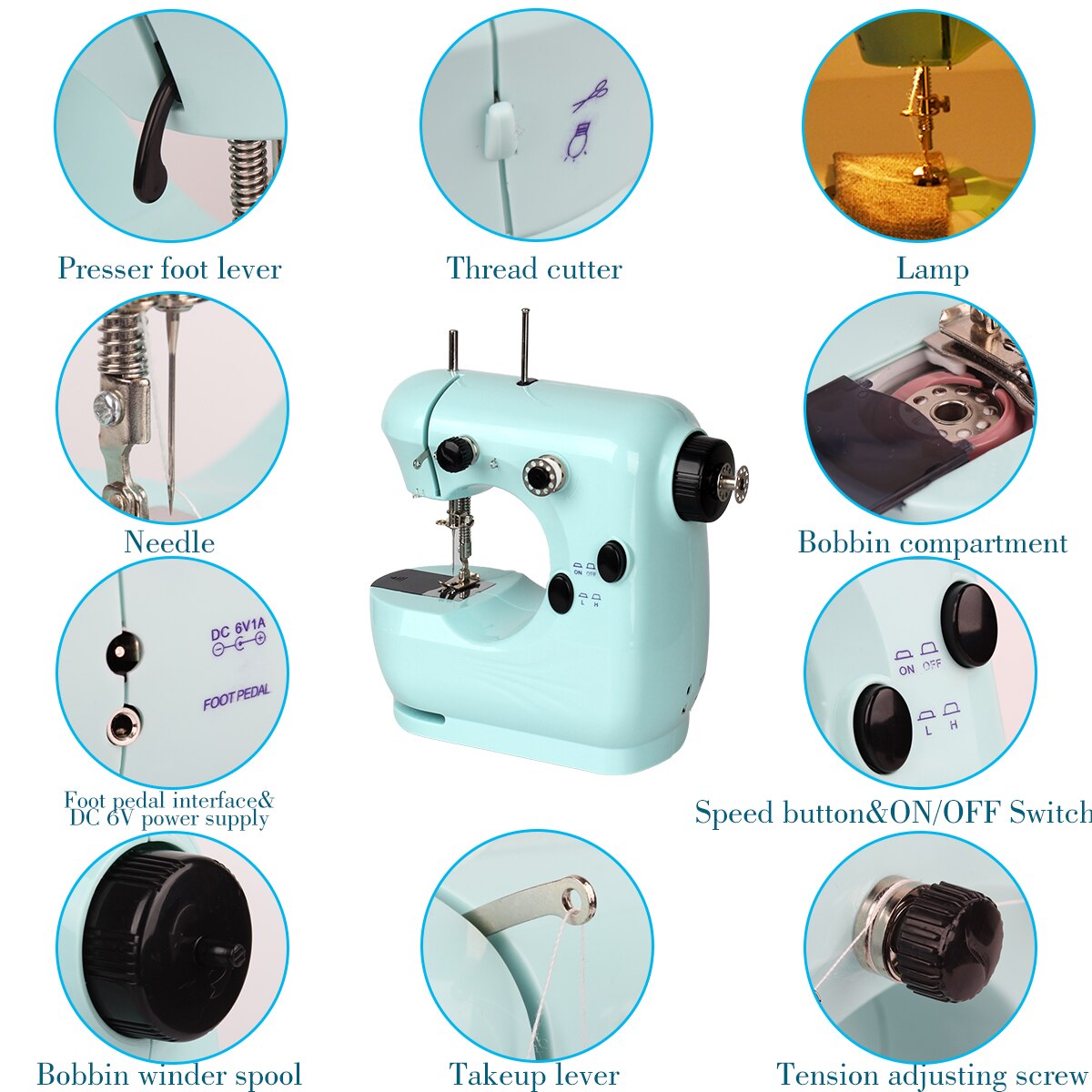 Household Mini Sewing Machine Portable Electric Sewing Machine With Extension Table Sewing Kit For Beginners Fast