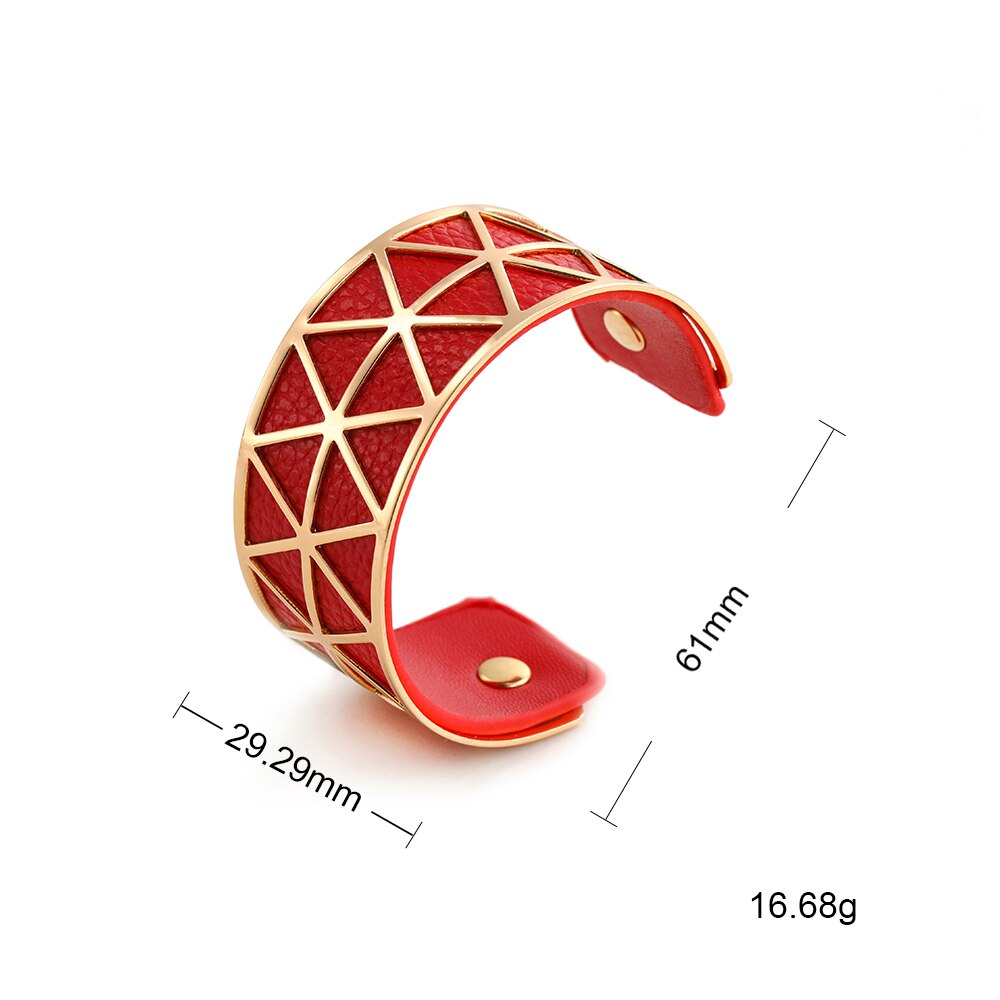 Teamer, pulsera hueca de cuero de PU, brazalete de Georgette, joyería india, Manchette para mujer , bisutería de muñeca para hombres: 14