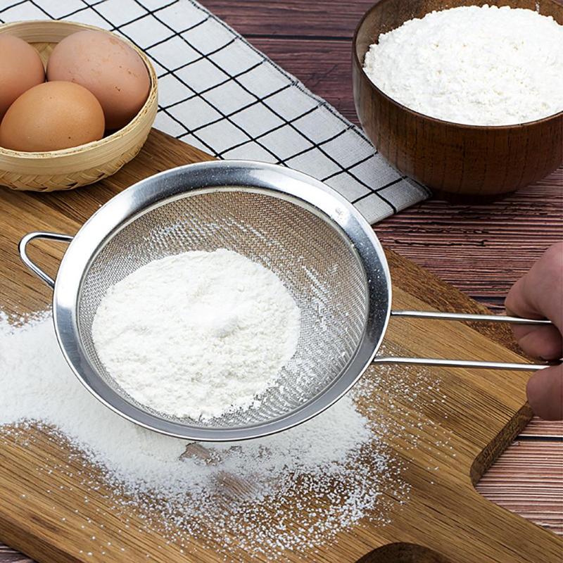 Tamiz de harina de acero inoxidable de 8-14 CM, alambre de cedazo de malla fina para aceite, separador de harina tamiz de , coladores, herramientas de cocina DIY