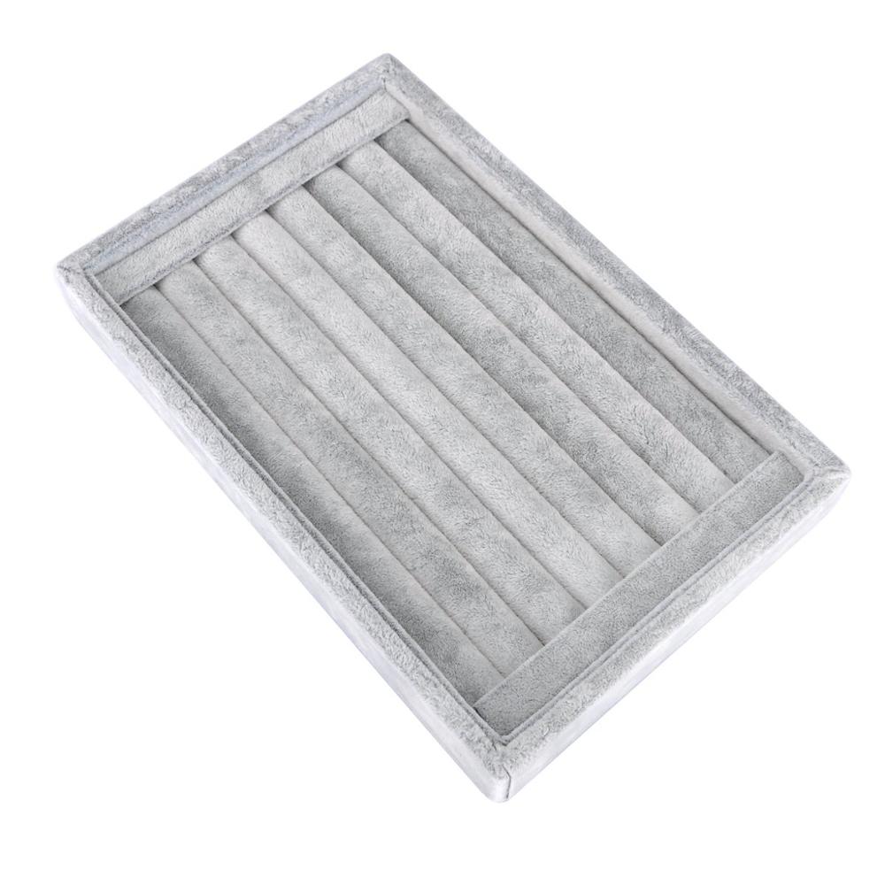 Earring Storage Case 24 Grids & 7 Slots Ring Velvet Display Case Box Ring Organizer Jewelry Tray Showcase Clear Glass Lid-Gray: Ring-Tray