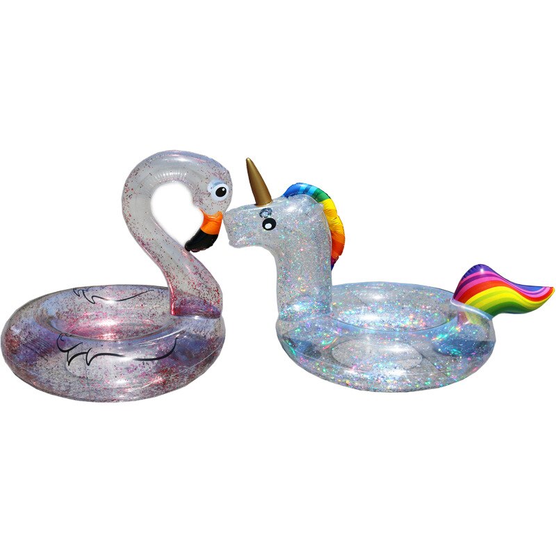 90Cm Opblaasbare Kristal Eenhoorn Zwemmen Ring Zwemmen Cirkel Sparkly Glitter Pool Float Voor Volwassen Kinderen Water Partij Speelgoed