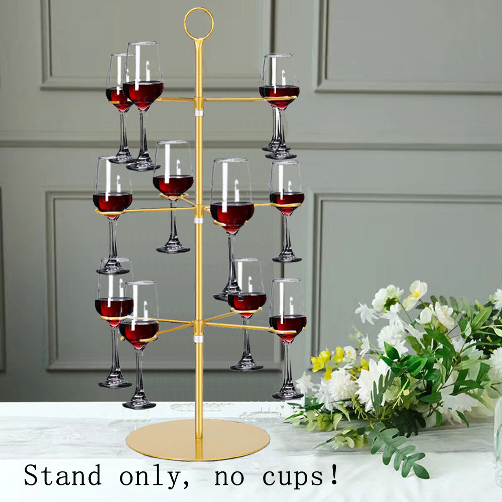Cocktail Tree Stand 3 Tiers 12 Houders Hoogvoetige Cup Metalen Opknoping Rack Champagne Toren Stand Display Voor Drankjes Party: Dull