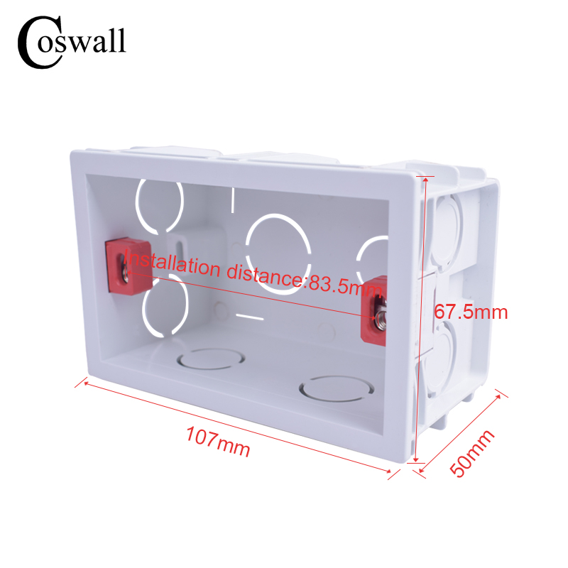 COSWALL-caja de montaje interna, Cassette trasero de gran , 107/144/186MM x 67,5 MM, para interruptores y enchufes de pared de 118/154/197 MM x 72MM: Gris oscuro