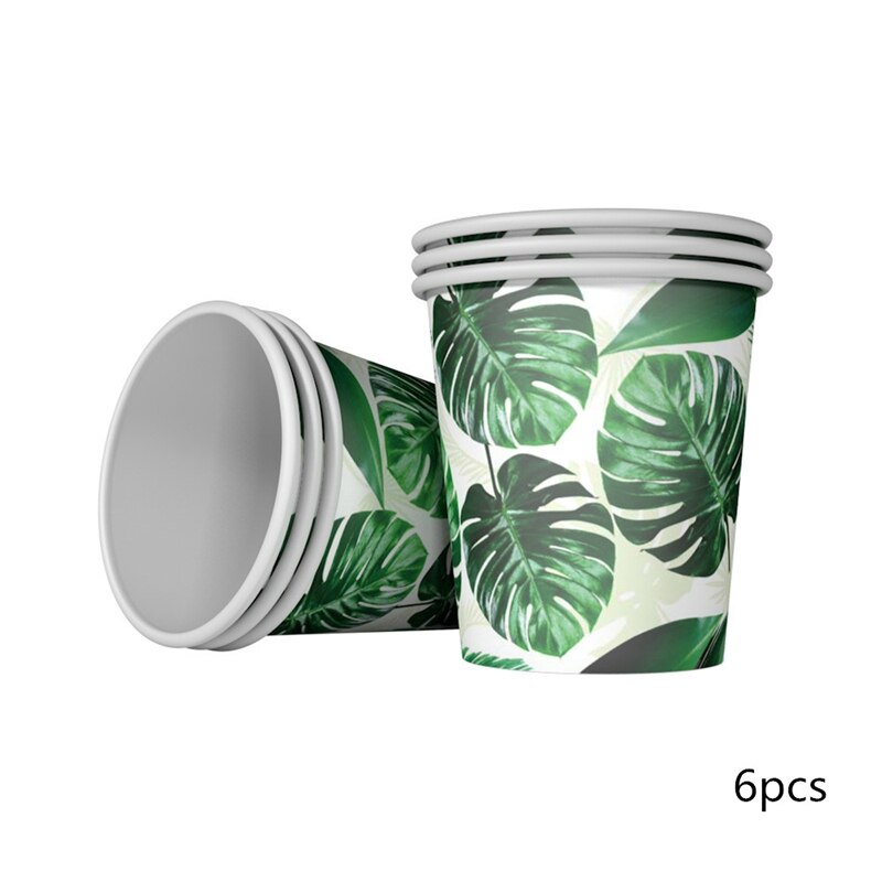 Artificial Palm Leaves Hawaiian Luau Party Jungle Beach Theme Party Decoration Hawaii Home Decor Summer Tropical Party: 6pcs cups