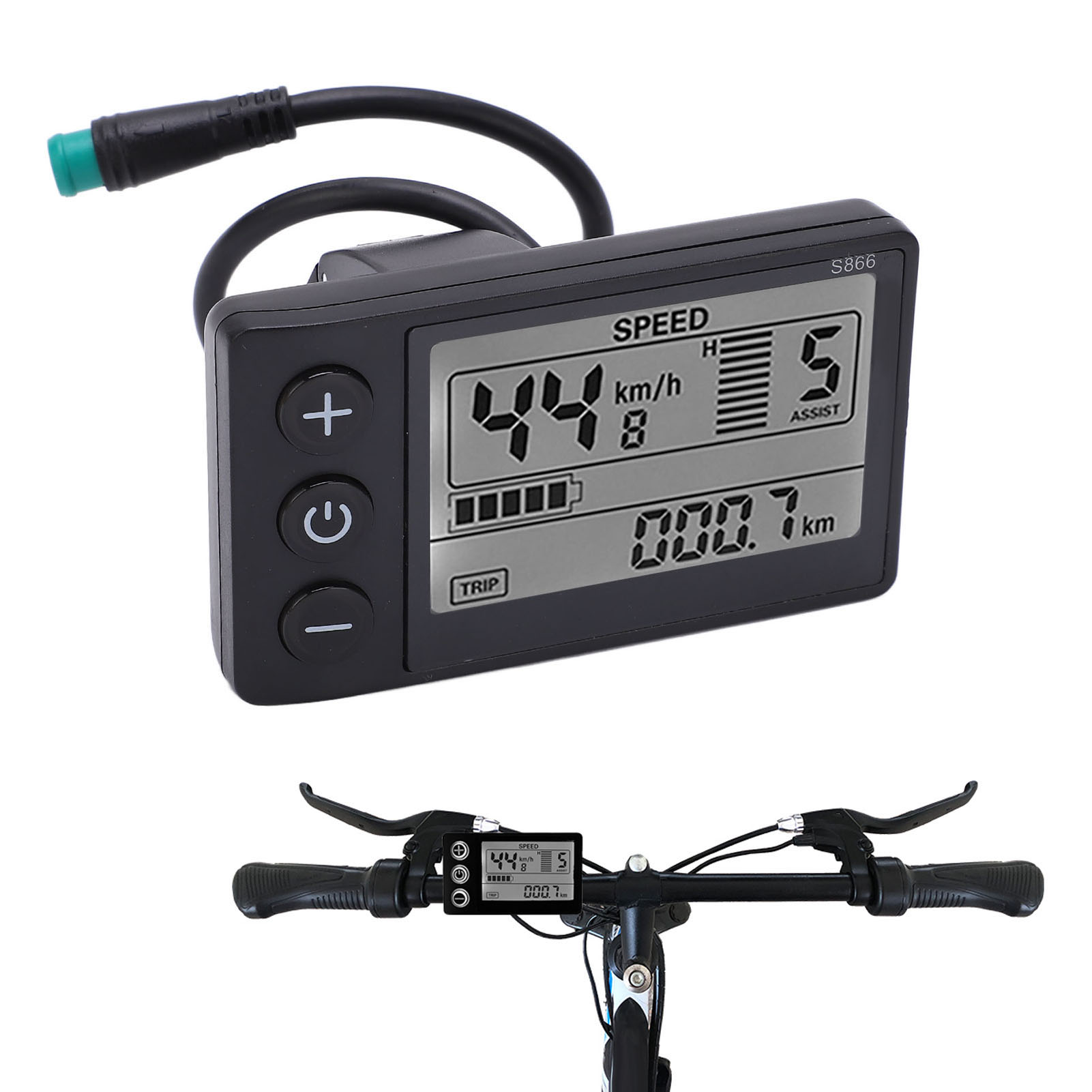 S866 Elektrische Fiets Lcd Display Meter 24V 36V 48V Bedieningspaneel Met Waterdichte Plug
