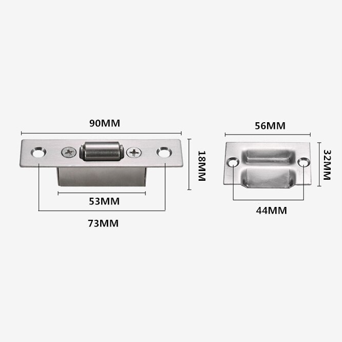 Hoge Verborgen Rvs Deurklinken Kast Kast Roller Klink Slot Houten Deur Stopt Meubelen Hardware