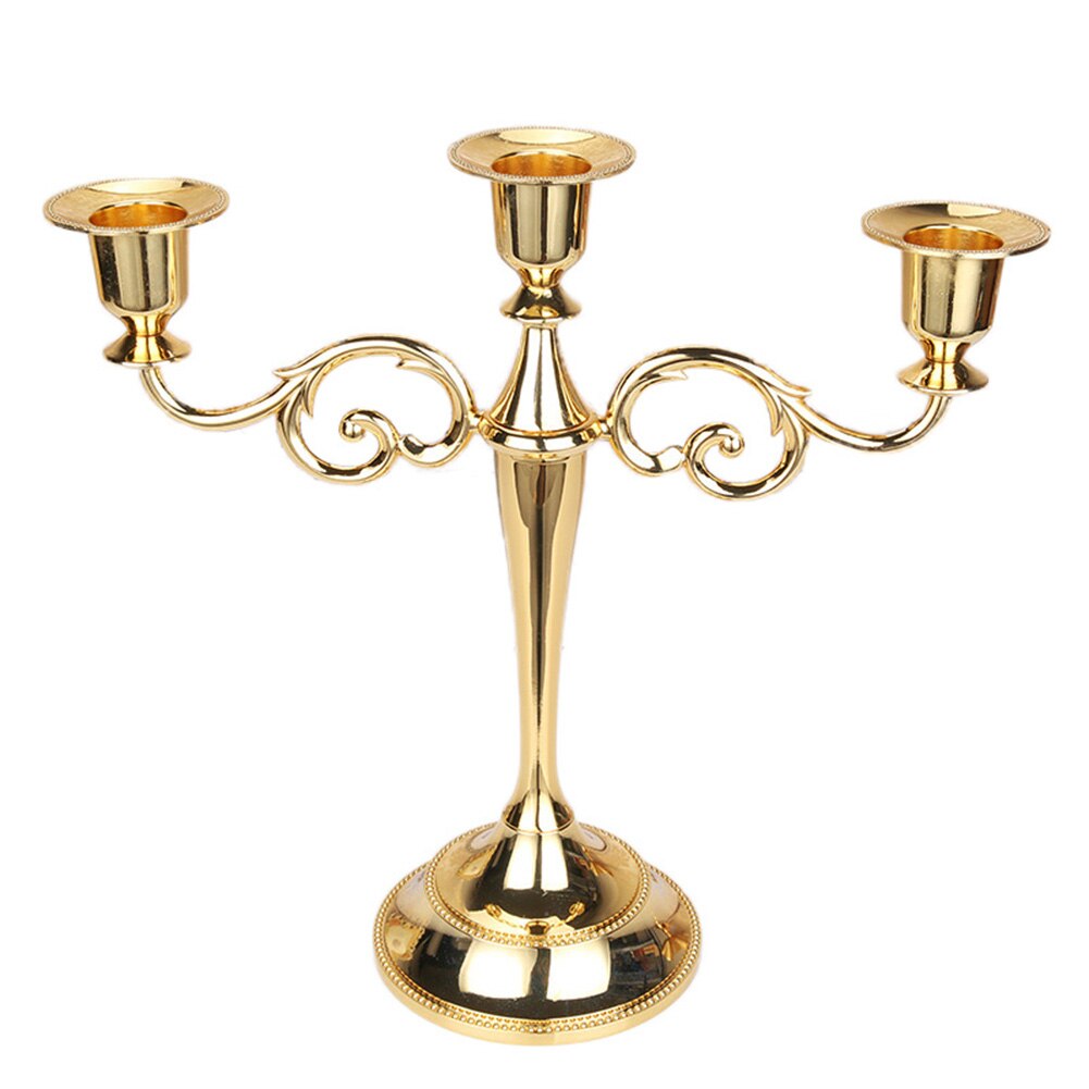 Candle Holder Retro 3/5-Arm Metal Metal Pillar Candle Holders Candlestick Wedding Decoration Stand Mariage Home Decor Candelabra: Golden 3 Head