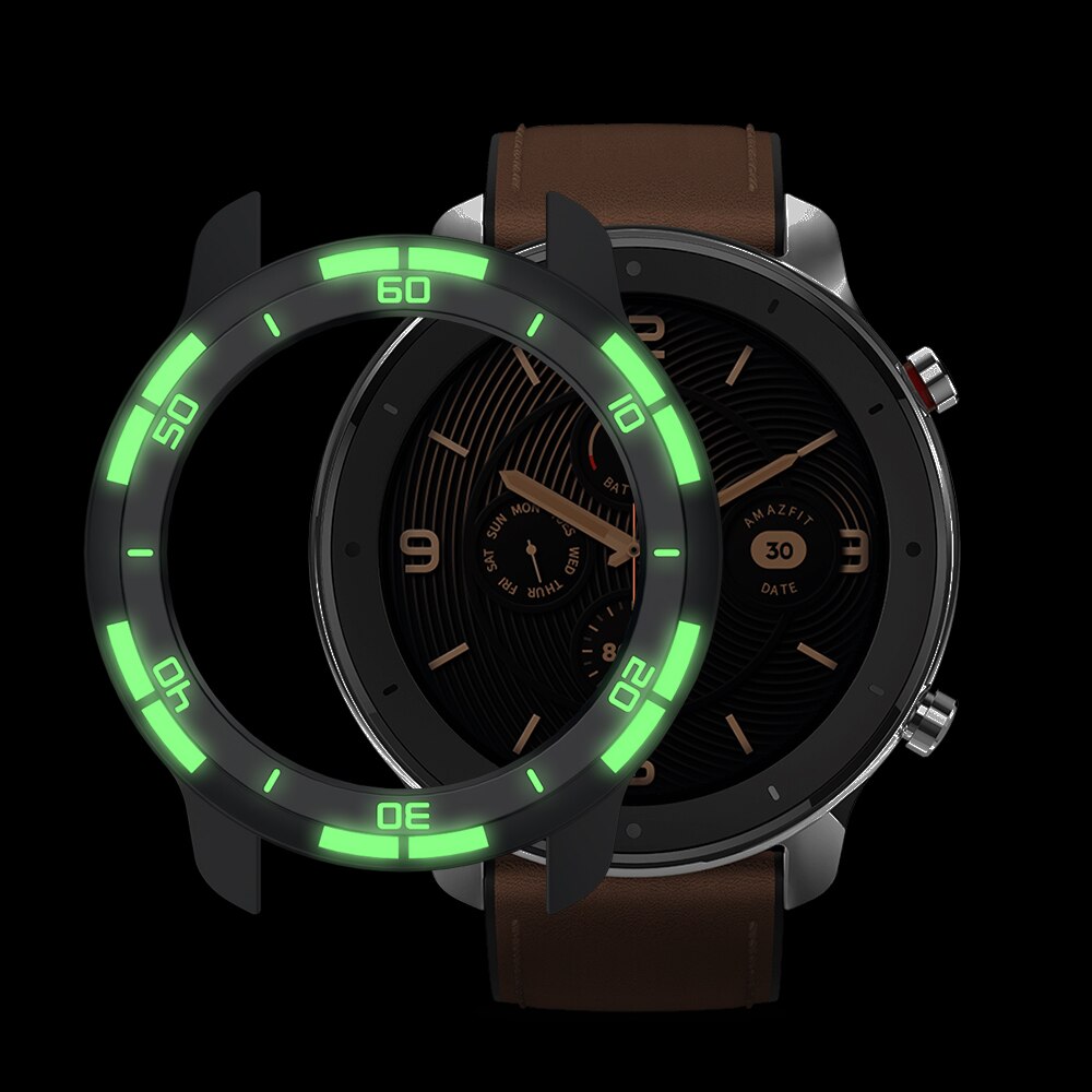 nouvelle couverture de montre pour Huami AMAZFIT GTR 47mm montre housse coque cadre protecteur: Black Glow Green