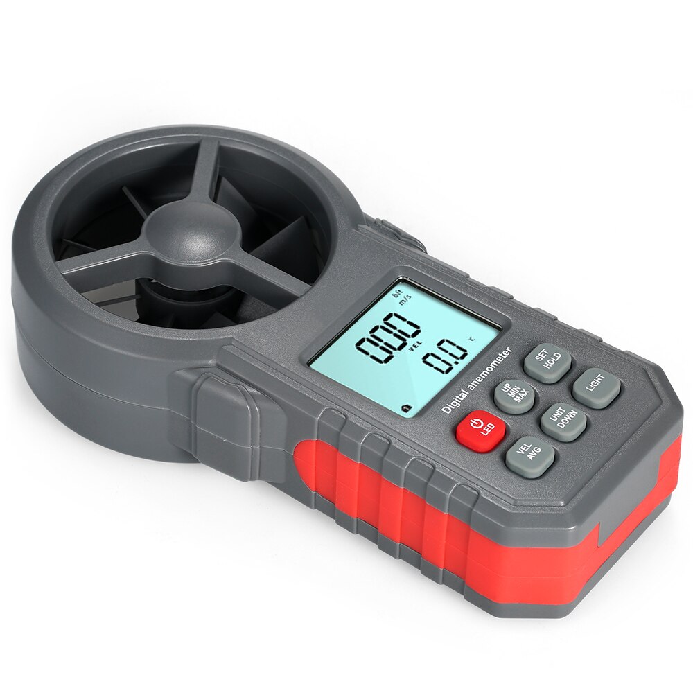 Digital Anemometer Wind Speed Meter Wind Speed/Air Velocity/Air Temperature Test Tool Wind Speed Gauges with Flashlight