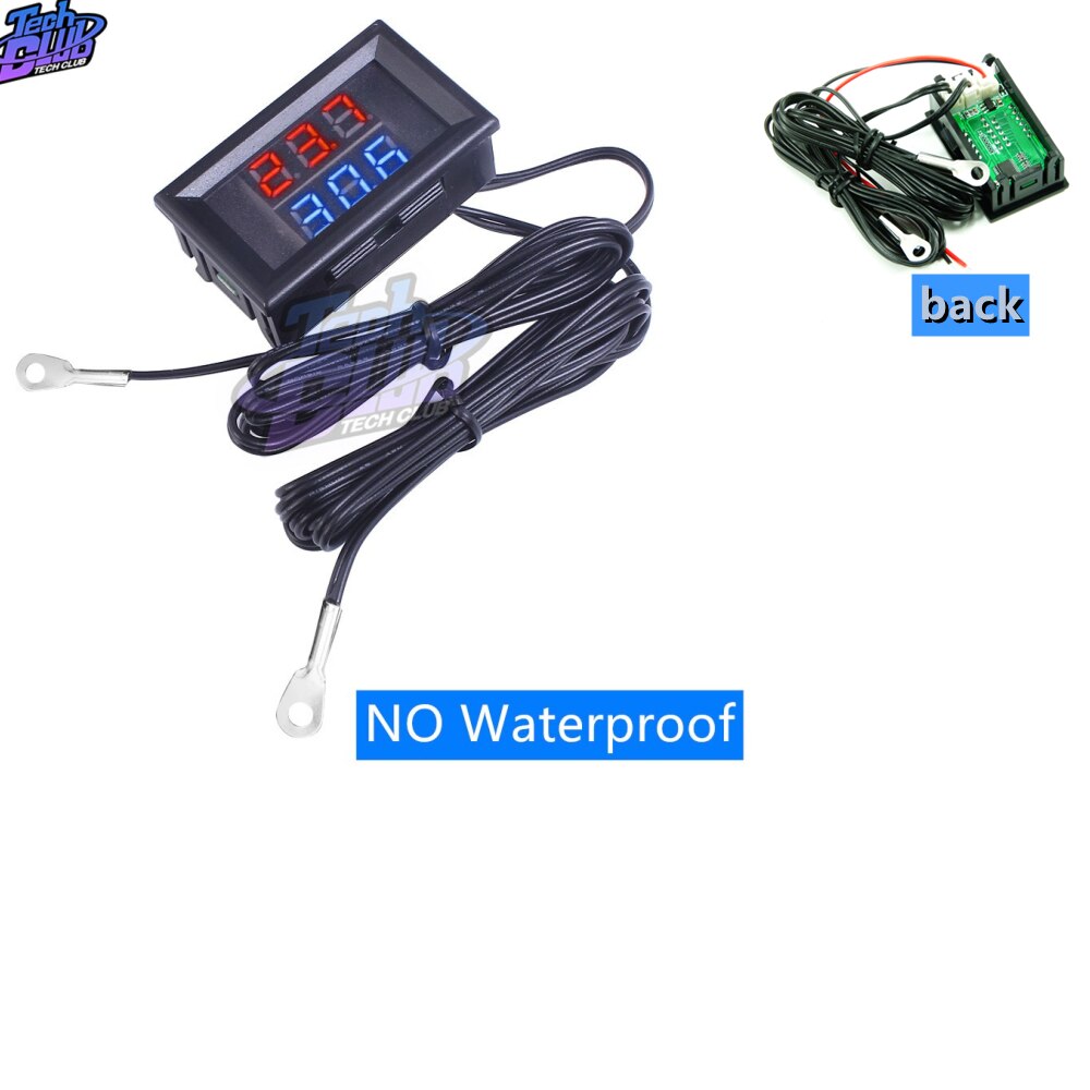 Dc 8-18v ipx 6 vandtæt digital voltmeter 12v bilbåd motorcykel 0.56 tommer led display volt spændingsmåler mini tester panel: Rød blå 3 bits