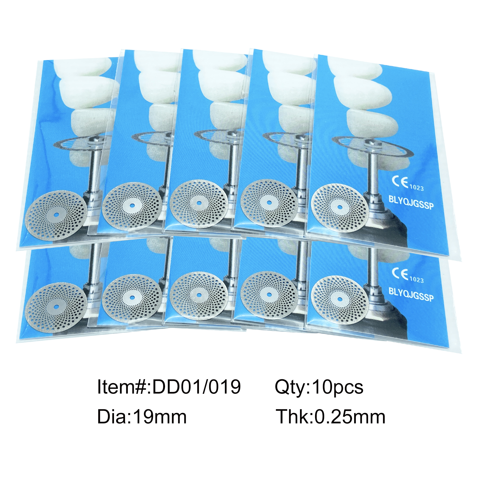 Discos de diamante para pulir laboratorio Dental WellCK, disco de recubrimiento de doble cara de 0,25mm, herramienta de corte rotativa para dentista, 10 Uds.: Gris