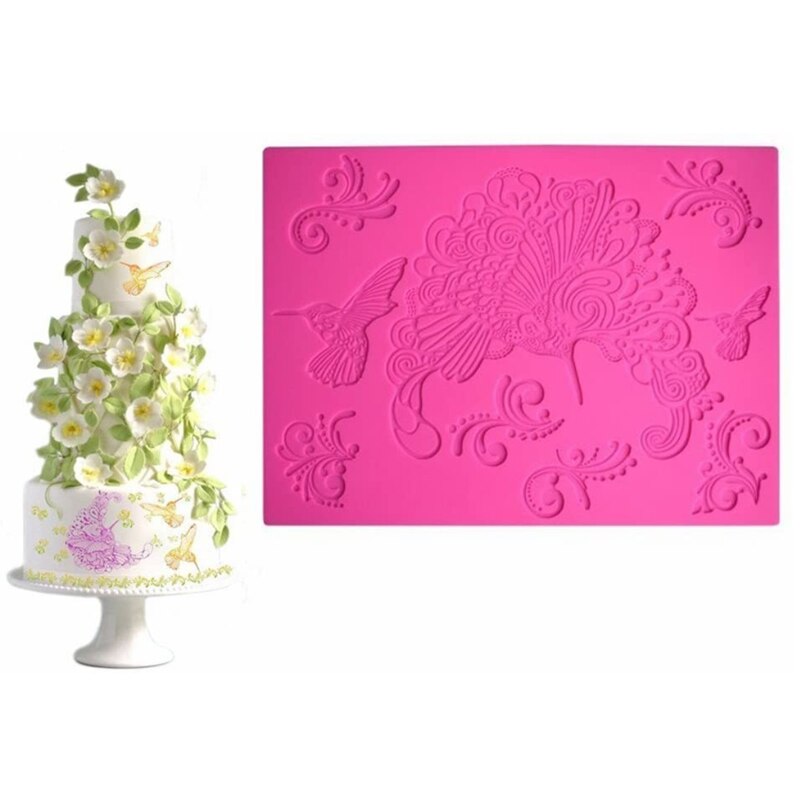 Hummingbird Silicone Cake Mold for Decorating Fondant Cake Lace Mats, Chocolate, Gumpastes Mold, Kitchen Gadgets