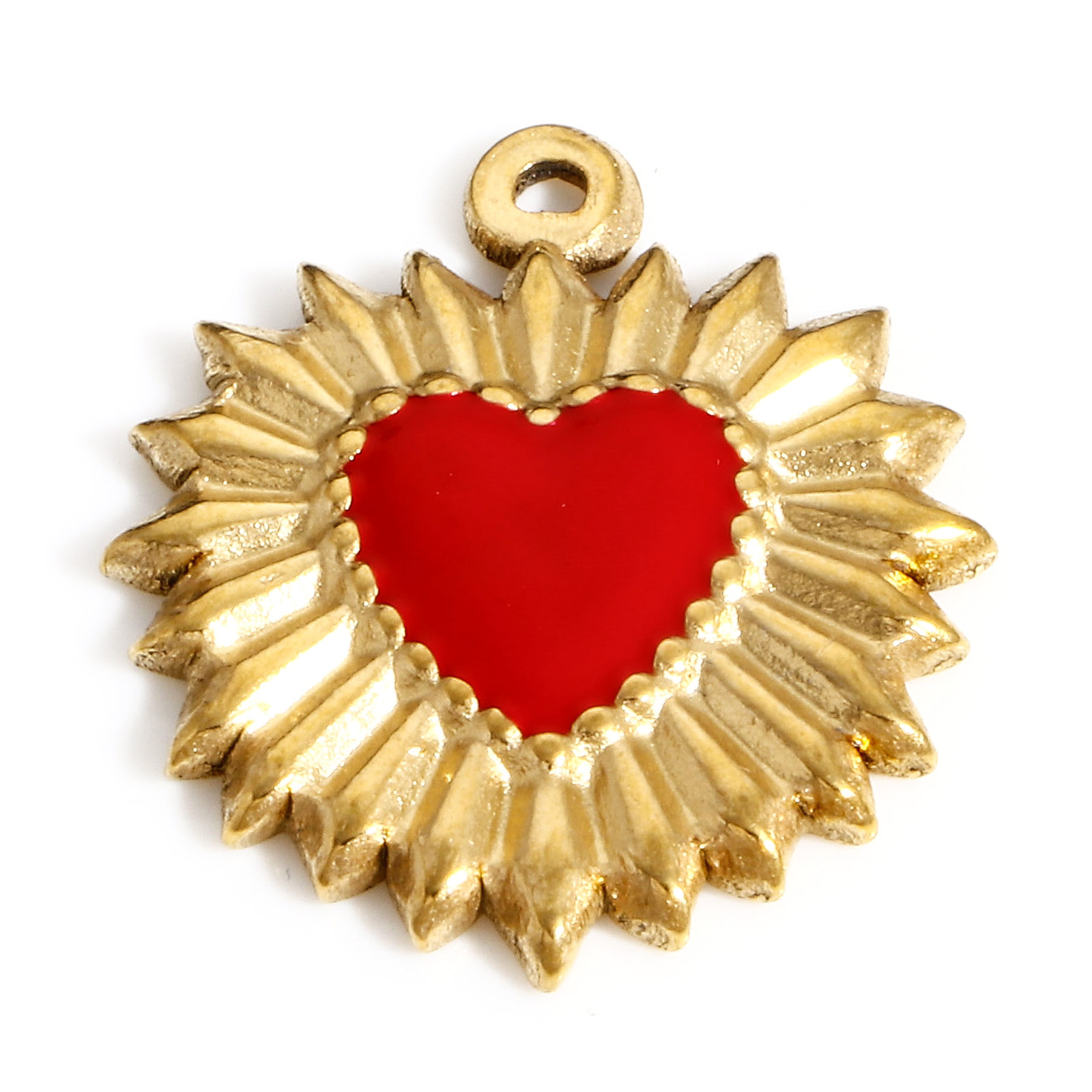 Dijes de corazón de acero inoxidable 304, colgantes de esmalte de mal de ojo religioso para la fabricación de joyas, collar del Día de San Valentín, hallazgos Diy, 1PC