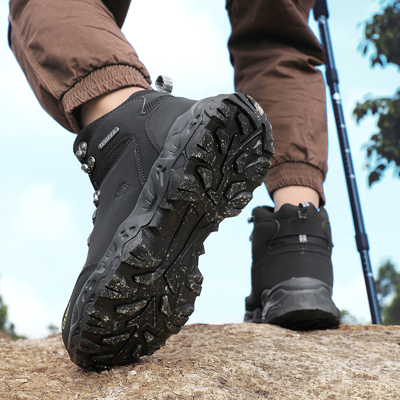 Zapatos de senderismo impermeables para exteriores para hombre, zapatillas de cuero para caminar, zapatos antideslizantes para escalar y senderismo, botas de trabajo cómodas para hombre