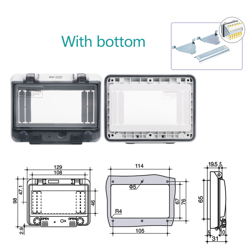 Transparent button protection window cover Waterproof window circuit breaker switch IP67 splash cover box: 6 With bottom