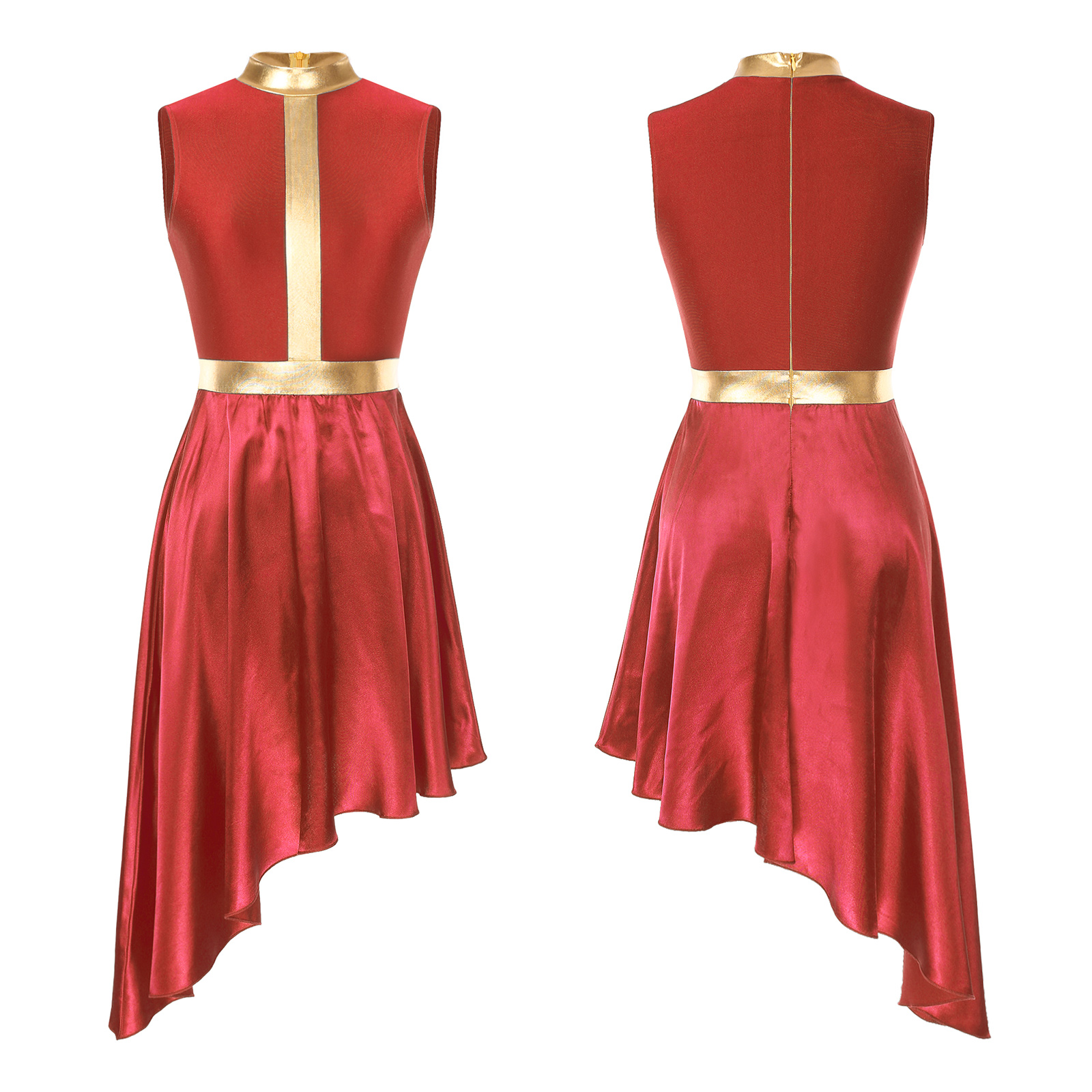 Vestido de baile lírico para mujer, traje de Ballet contemporáneo moderno, sin mangas, malla de tul, falda alta y baja, Ropa de baile litúrgico de alabanza: XL / Negro