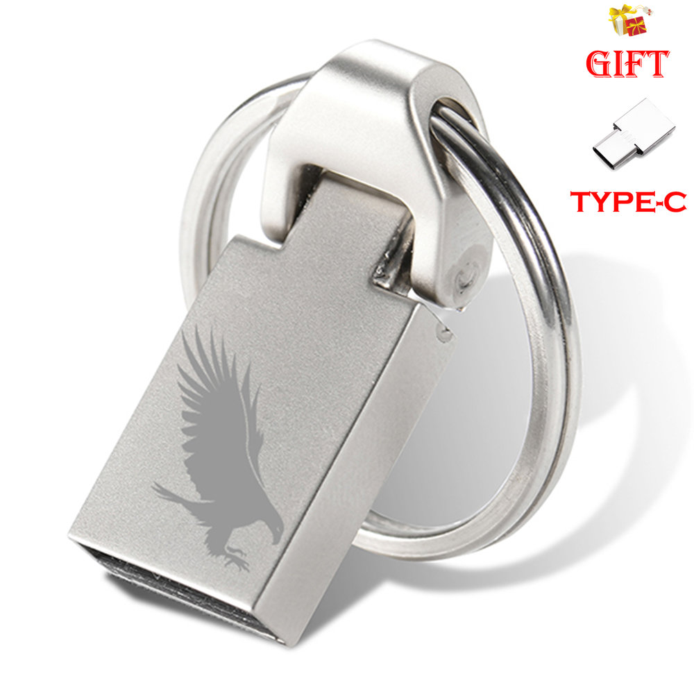 JASTER Mini Metal USB Flash Drives 64GB Silver Key Chain Pen Drive 32GB TYPE-C Adapters Memory Stick 16GB Multifunction Pendrive: Silver / 16MB