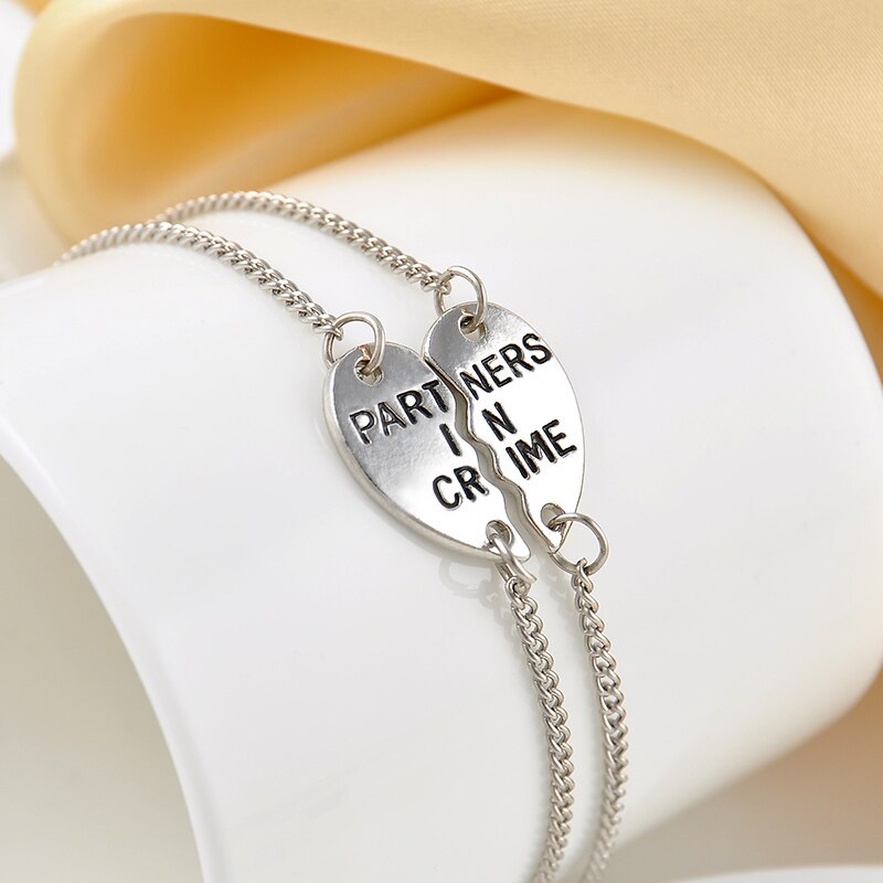Pulseras de la amistad de aleación con corazones para mujer, parejas elegantes para , de amistad para mejor amiga