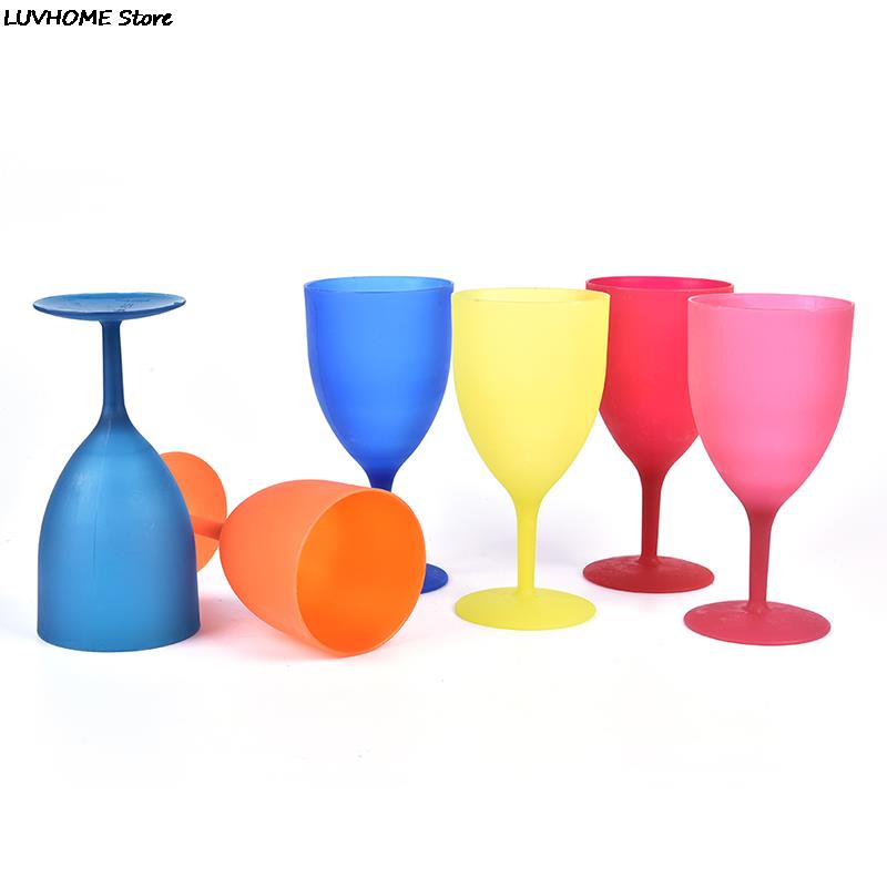 Copa de vino de plástico de , copas de champán de colores, esmerilada, para , Picnic, Bar, Copas de bebidas, 6 unids/set por juego