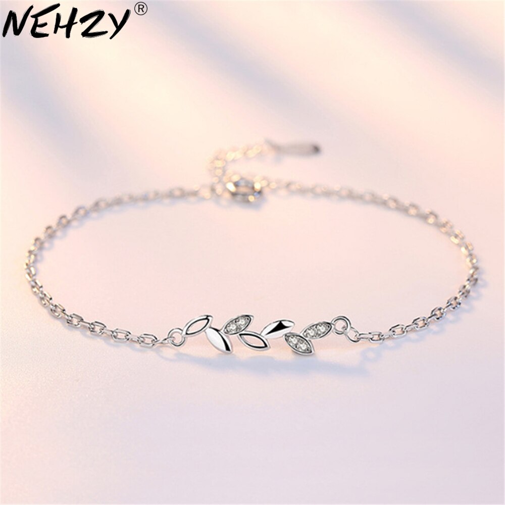 NEHZY fortuna accompagnato da foglie di gioielli in argento del braccialetto delle signore di Modo dei monili semplice amanti accessori dolce romantico 17 + 3 CENTIMETRI