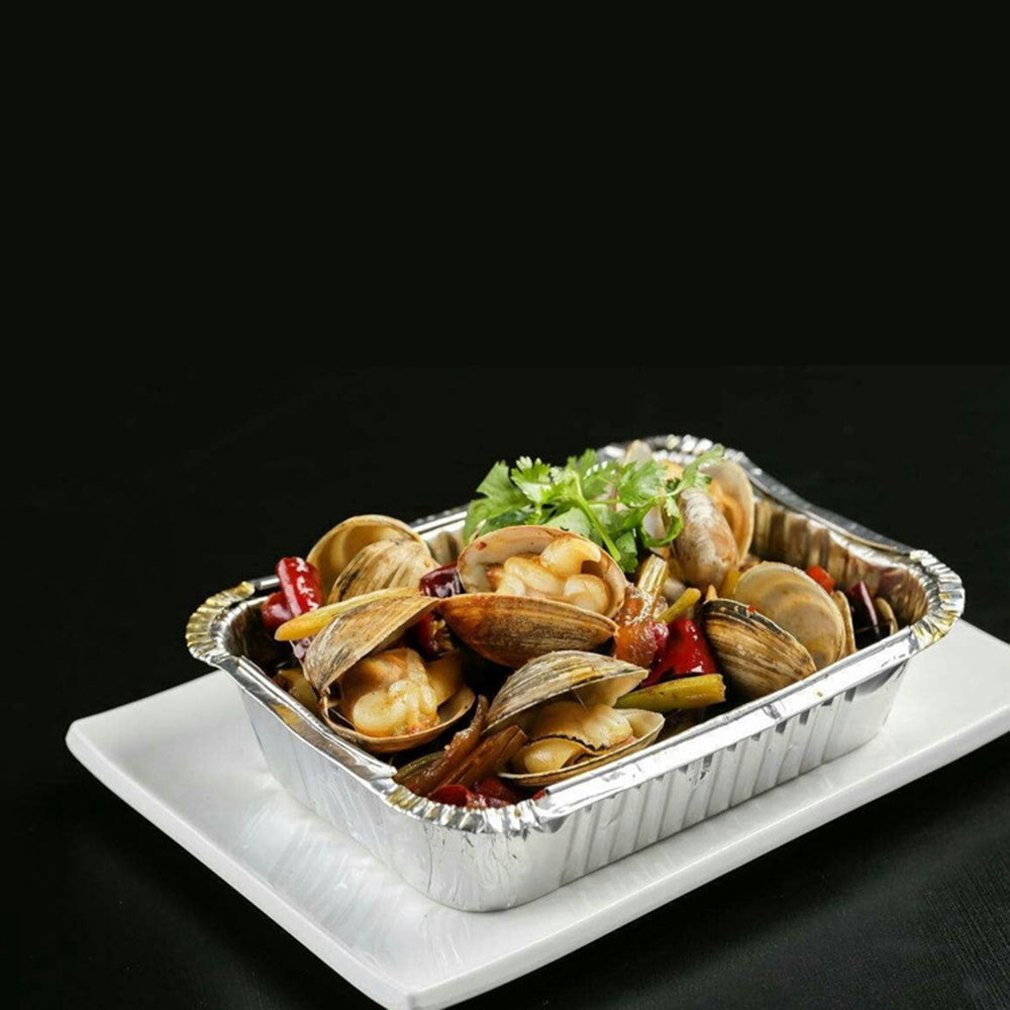 Tin Carton Barbecue Rectangular Aluminum Foil Box Lunch Box Tin Foil Bowl Disposable Takeaway Packed Lunch Box Container