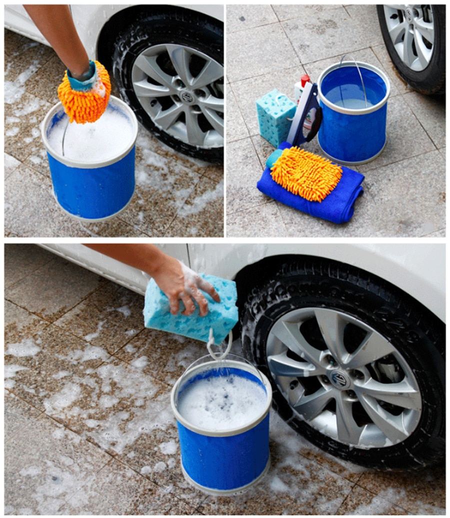 Folding Bucket Portable Wash Outdoor Fishing Bucket Car Storage Box Car Wash Mop Bucket Cleaner