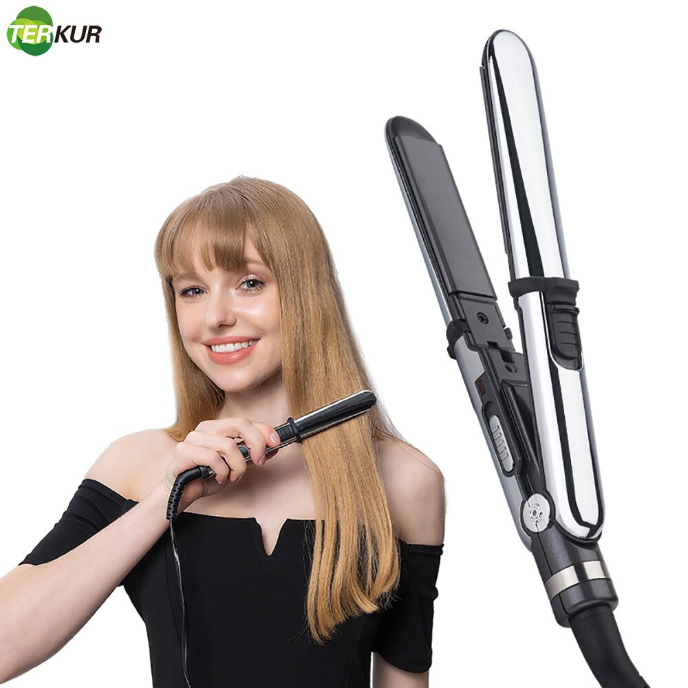 Mini 2 in 1 Hair Straightener 38W Curling Flat Iron PTC Fast Heating 3 Gears Straight Splint Electric Perm Stick Styling Tools