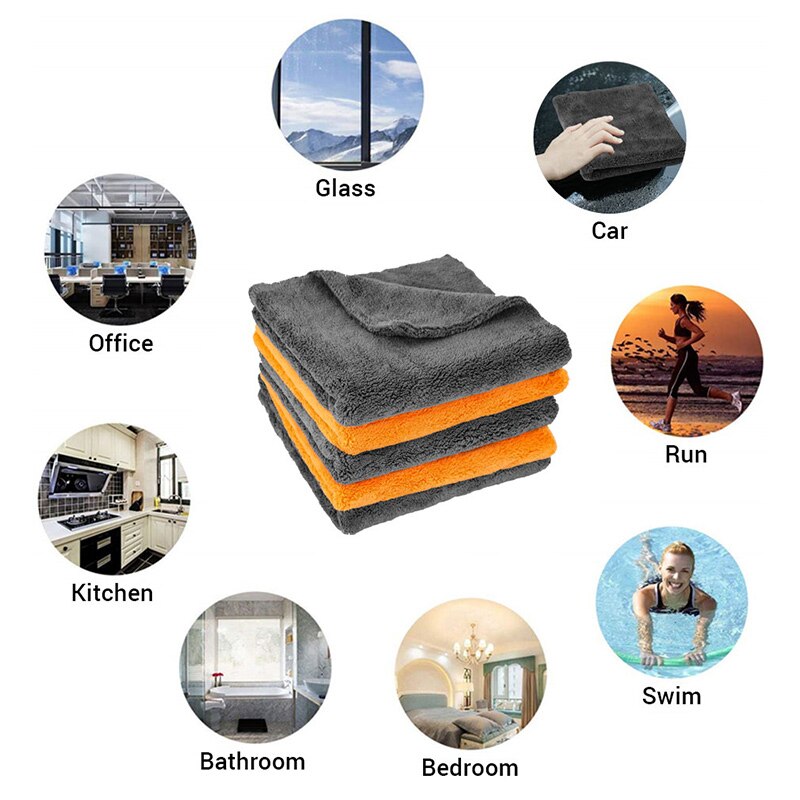 40 x 40cm premium mikrofiberhåndklær bilpleievask tykkere håndkle bildetaljer tørkeklut rengjøringsverktøy autovask tilbehør